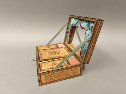 Rectangular straw marquetry chest decorated...
