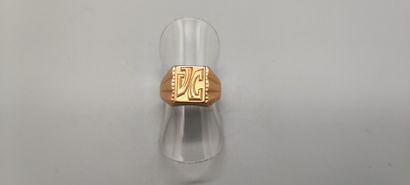 Chevalière in 18K (750) gold. Eagle head...