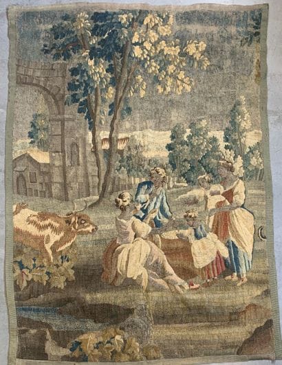 AUBUSSON, 18th century. Young peasants in...