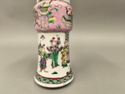 CHINA. Two bulging tube vases of Gu form...