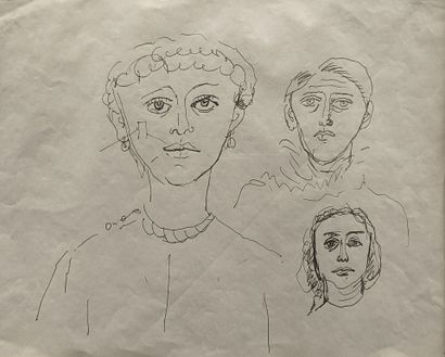 Pierre TAL-COAT (1905-1985). Study of Faces
Ink...