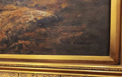 R. WILSON (Orientalist school). Horse Race
Oil...