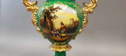 Pair of Paris porcelain vases of baluster...