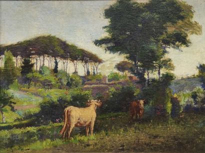 Eugène GIRARDIN (1861-1898). Pasture with...