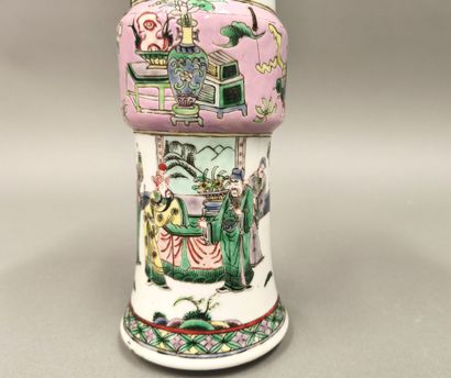 CHINA. Two bulging tube vases of Gu form...