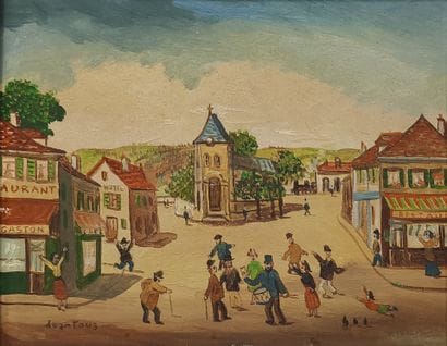 Jean FOUS (1901-1971), naive school. Street...