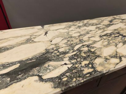 Drop-front sideboard in frieze veneer opening...