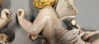 ITALY. Pair of cherubs in carved lacquered...
