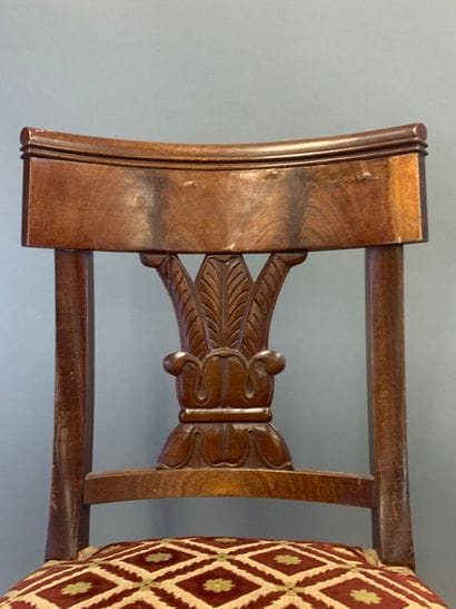 Pair of mahogany chairs, banded back with...