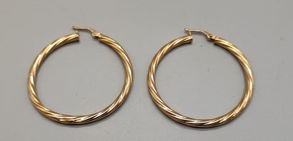 Pair of twisted creole earrings in yellow...