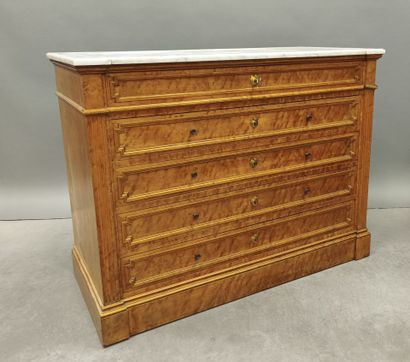 Speckled maple veneer chest of drawers opening...
