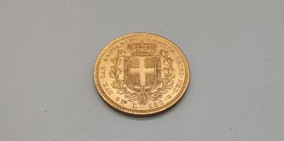 Charles Albert 100 lira gold coin, bare head,...