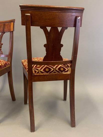 Pair of mahogany chairs, banded back with...