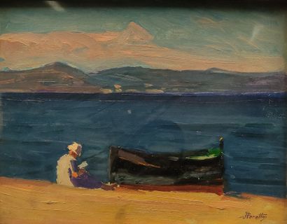 Jacques PEROTTO (1879-1937). Woman in a boat...