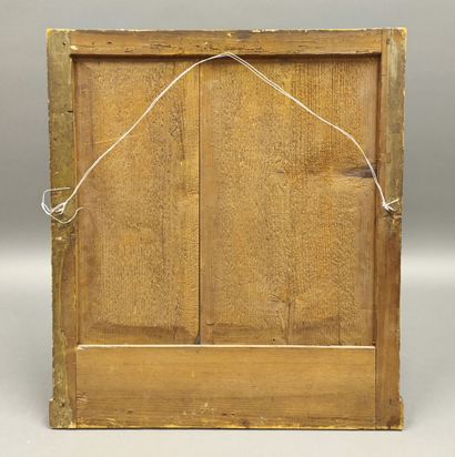 Gilded wood frame mirror with string of pearls....