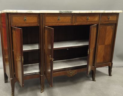 Drop-front sideboard in frieze veneer opening...