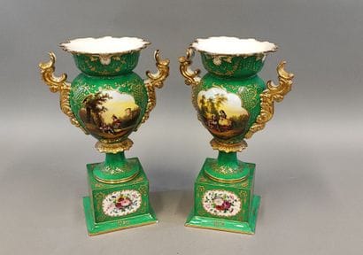 Pair of Paris porcelain vases of baluster...