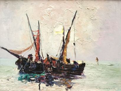 Lot of two paintings by Louis BISSINGER (Régis...