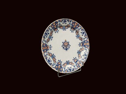 ROUEN 18th century. Earthenware plate with...