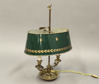Bronze hot-water bottle lamp, painted tin...