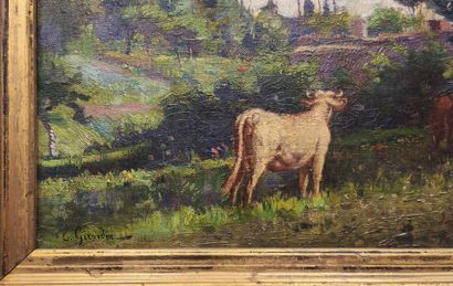 Eugène GIRARDIN (1861-1898). Pasture with...