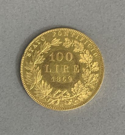 VATICAN. Gold coin of 100 lire with bust...