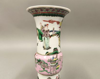 CHINA. Two bulging tube vases of Gu form...