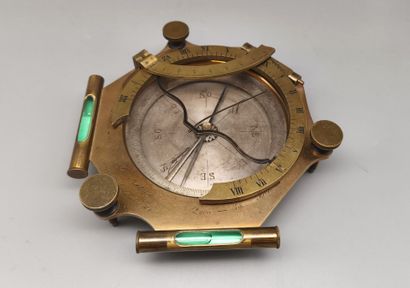 Brass equatorial sundial compass with hour...