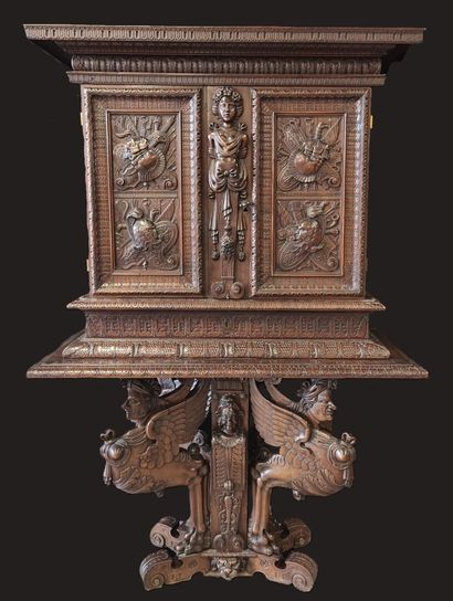 Louis XIII-style dressing table in walnut,...