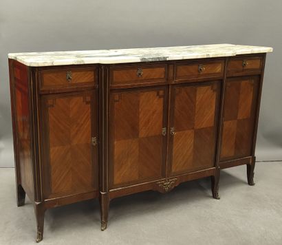 Drop-front sideboard in frieze veneer opening...