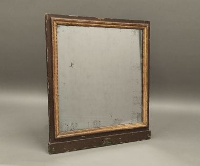 Gilded wood frame mirror with string of pearls....