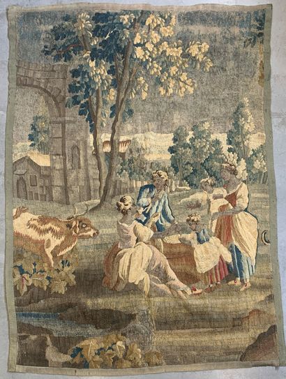 AUBUSSON, 18th century. Young peasants in...