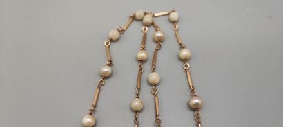 Sautoir in 18K (750) gold with stick chain...