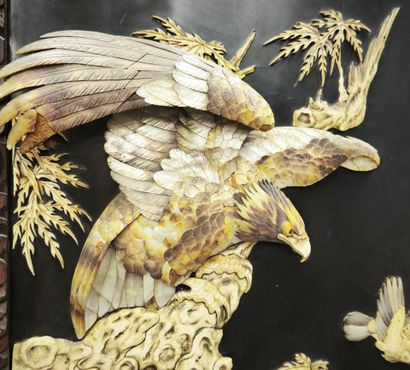 JAPAN, Meiji period (1868-1912). Wooden panel...