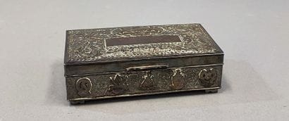 MALAYSIA. Wooden case covered with silver...