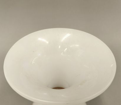 White opaline baluster vase with gilded fillets....