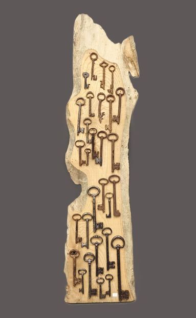 Collection of keys, some antique, arranged...