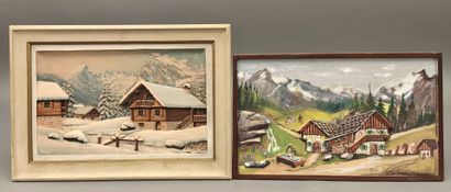 SAVOIE - Série de deux tableaux sur bois...