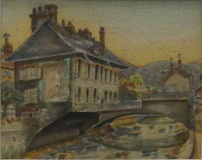 Ecole du début du XXème siècle. Paysage au...
