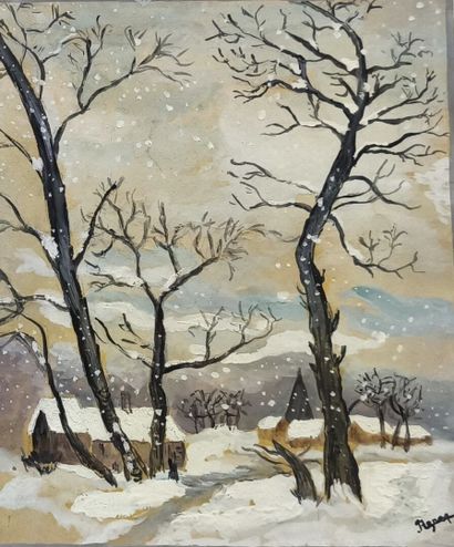 Suite de deux pièces encadrées : Paysage...