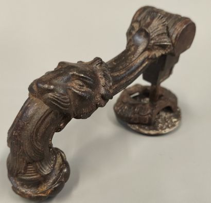 Metal knocker with lion's head design. 
19th...