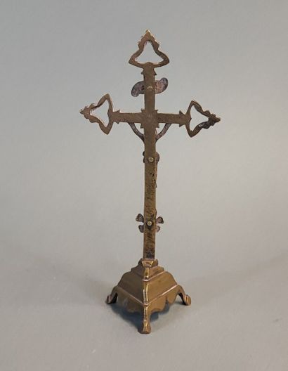 Bronze cross and bronze incense holder with...