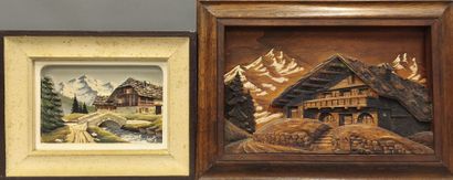 SAVOIE - Série de deux tableaux sur bois...