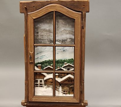 Tableau fenêtre représentant un village de...