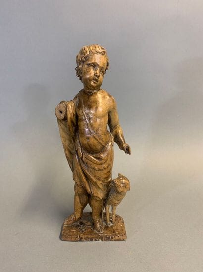 Saint John the Baptist. Statuette in natural...