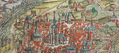 Carte de Colmar. 
Gravure sur bois rehaussée...