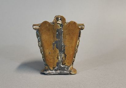 Bronze cross and bronze incense holder with...