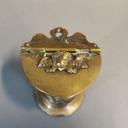 Bronze cross and bronze incense holder with...