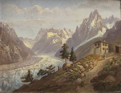 Ecole Suisse du XIXème siècle. Mer de glace
Huile...