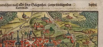 Carte de Colmar. 
Gravure sur bois rehaussée...